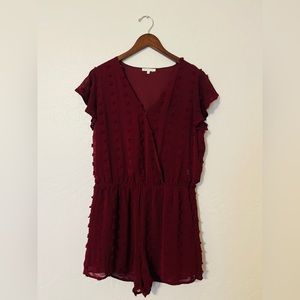 Maroon Romper with raised dot detail